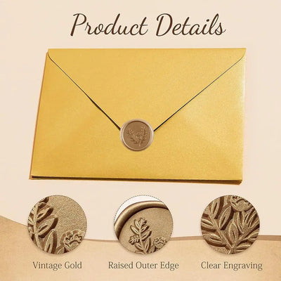 Gold Wax Seal Stickers – Elegant Flora & Fauna Designs