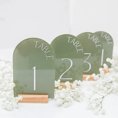 Personalised Acrylic Wedding Table Numbers – Modern Arch Design