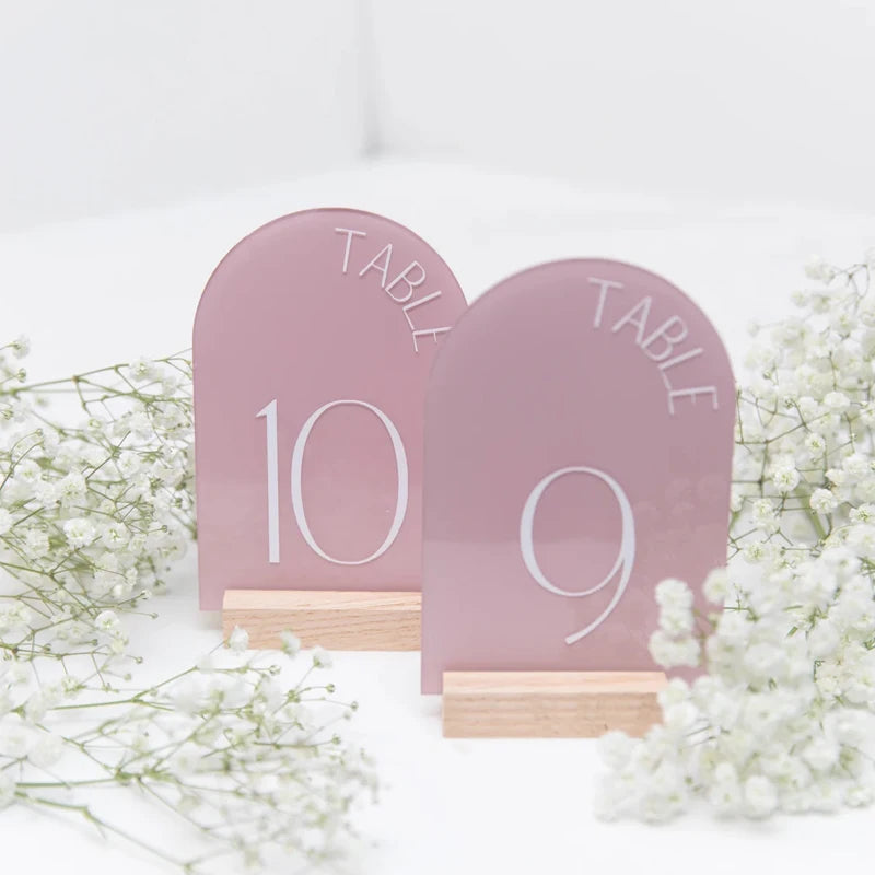 Personalised Acrylic Wedding Table Numbers – Modern Arch Design